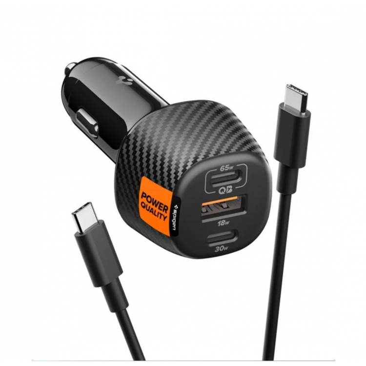 Spigen SGP Φορτιστής Αυτοκινήτου Essential 113W PD EV1133, 2xType-C Port + 1XUSB-A (18W), με καλώδιο USB-C 1μ. - ΜΑΥΡΟ - ACP09543